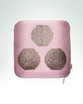 Luxury pink silk cushion with hand-embroidered Chintamani motif in gold metallic thread