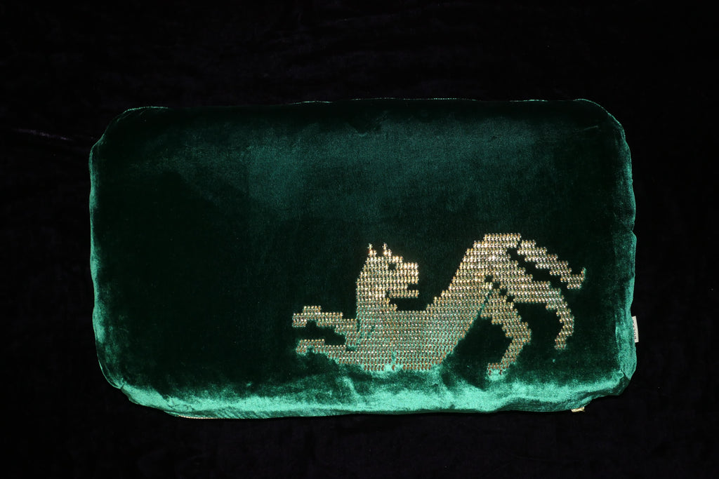 Leopard Caledonian Pine Velvet Cushion <br> Answering to no one