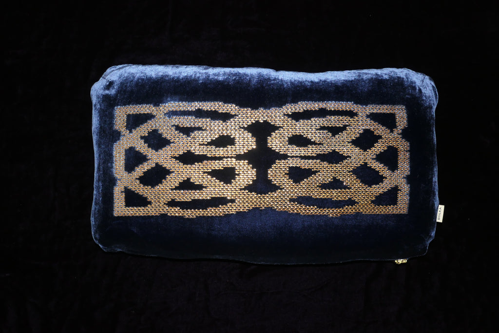 Celtic Knot Loch Blue Velvet Cushion <br> Forever intertwined