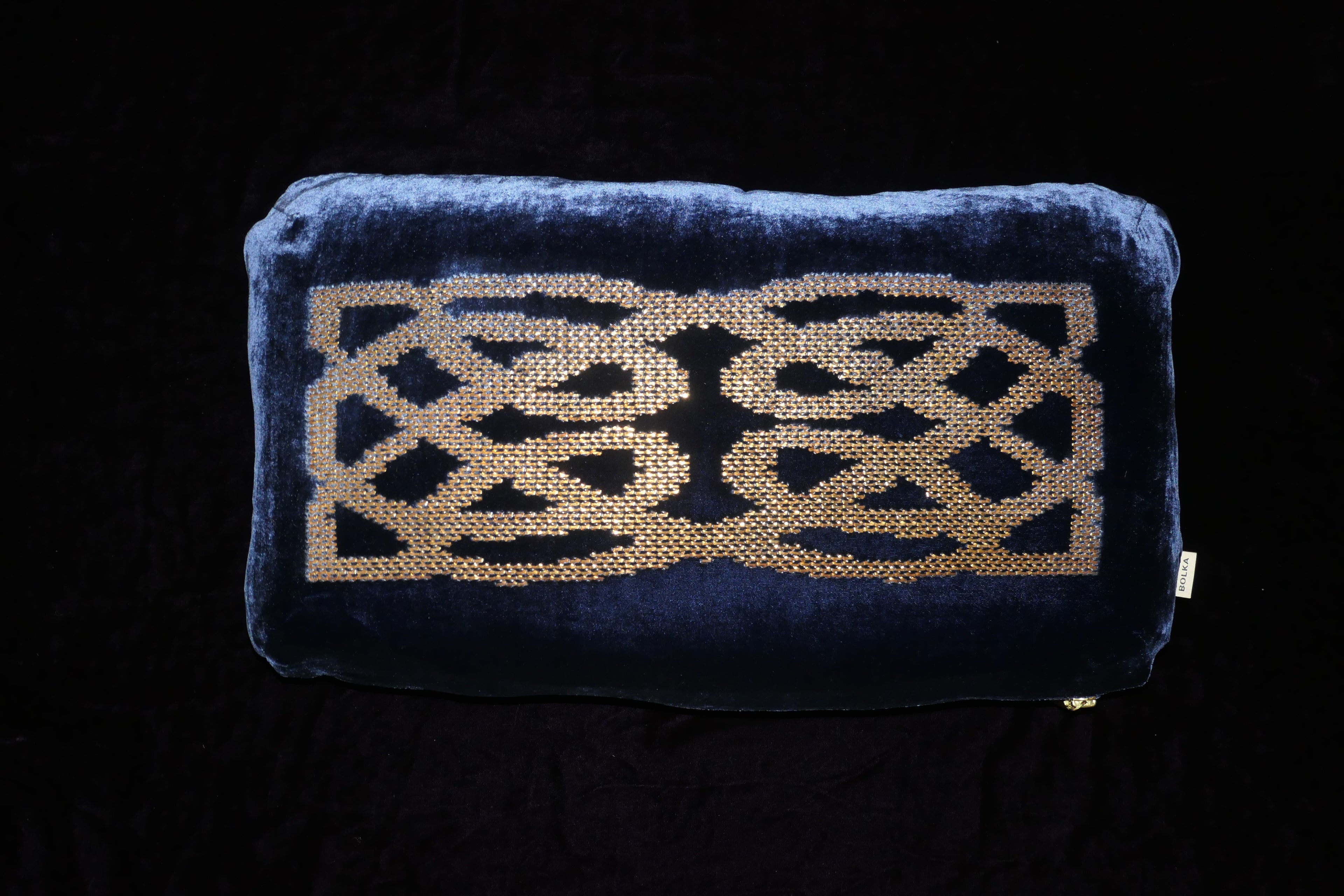 Celtic Knot Loch Blue Velvet Cushion <br> Forever intertwined