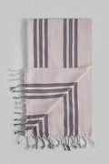 Ottoman black-and-white striped soft cotton Turkish hand towel. 