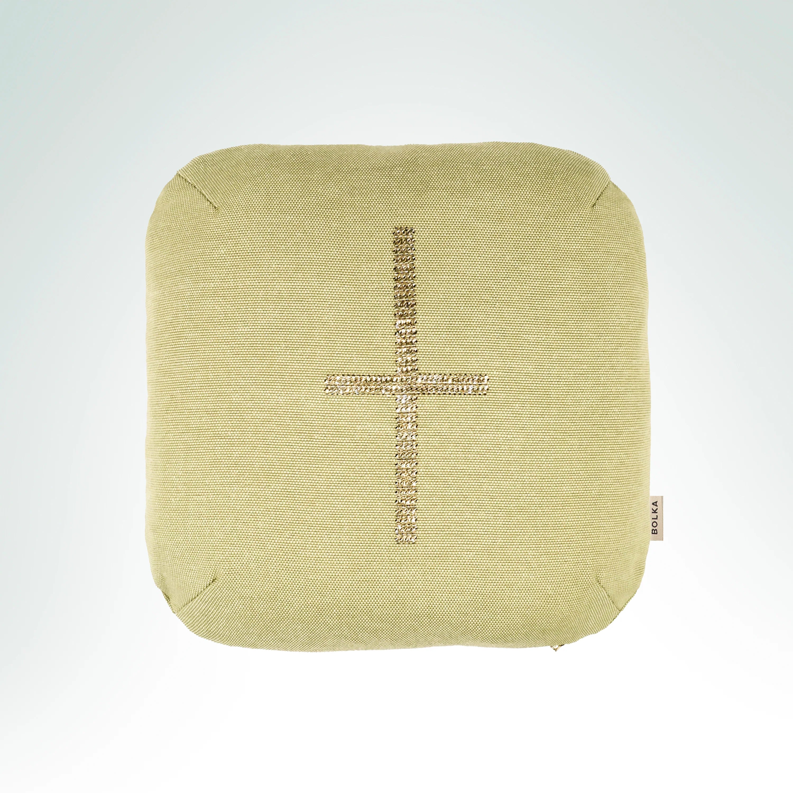 Silver Fir Ogham symbol hand-embroidered with gold metal thread. 