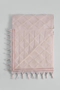 Striped triangle motif beige Turkish bath towel. 