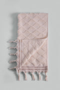 Striped Muska Soft Cotton Turkish Towel in Beige Jacquard. 