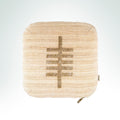 Yew Ogham symbol hand-embroidered heritage Kandıra linen cushion with gold metal thread.