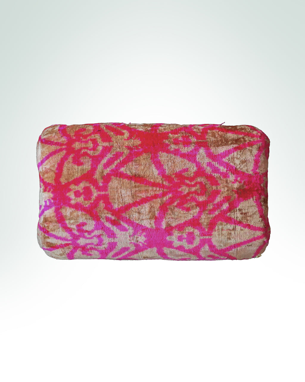 Carnation reversible velvet ikat cushion