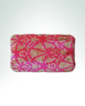 Carnation reversible velvet ikat cushion